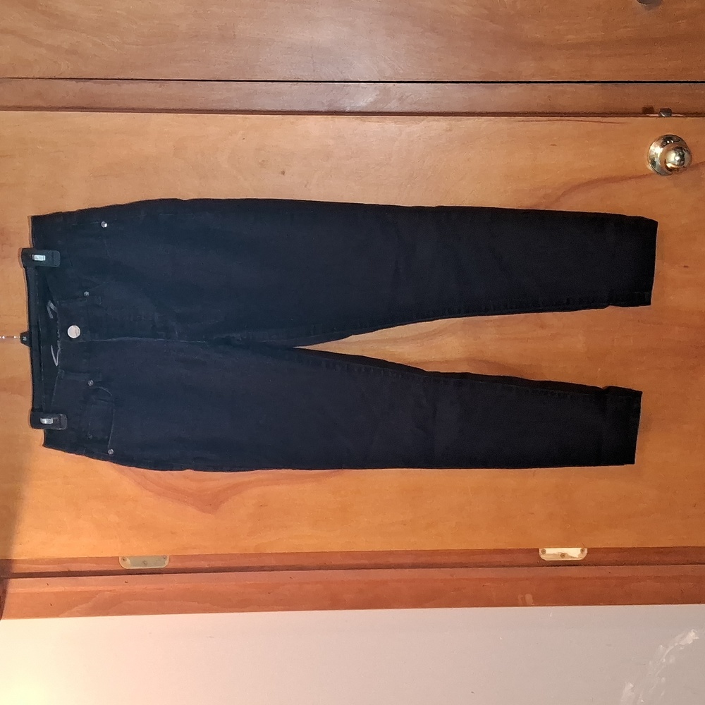Seven 7 woman's size 10 black tummyless high rise skinny jeans